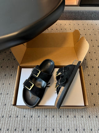 The Ro*26ss summer collection’s new design with double buckles and Birkenstock-style sandals