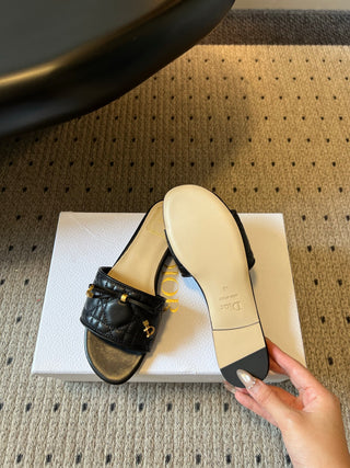 Dio*26ss Summer New Collection: Woven Stripe Floral Bow One-Slip Sandals