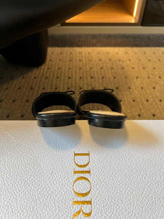 Dio*26ss Summer New Collection: Woven Stripe Floral Bow One-Slip Sandals