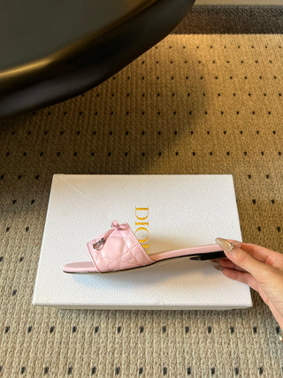 Dio*26ss Summer New Collection: Woven Stripe Floral Bow One-Slip Sandals
