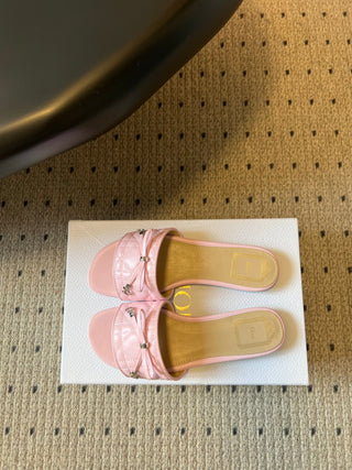 Dio*26ss Summer New Collection: Woven Stripe Floral Bow One-Slip Sandals