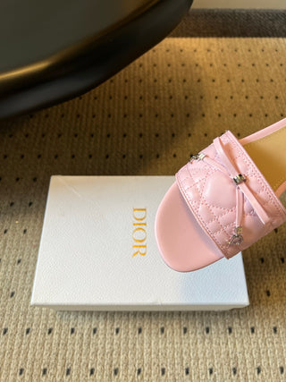 Dio*26ss Summer New Collection: Woven Stripe Floral Bow One-Slip Sandals