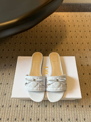 Dio*26ss Summer New Collection: Woven Stripe Floral Bow One-Slip Sandals
