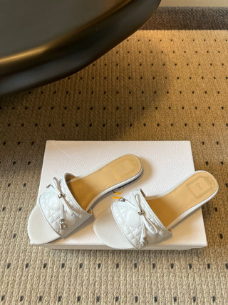 Dio*26ss Summer New Collection: Woven Stripe Floral Bow One-Slip Sandals