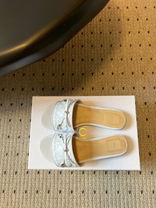 Dio*26ss Summer New Collection: Woven Stripe Floral Bow One-Slip Sandals