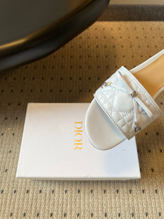 Dio*26ss Summer New Collection: Woven Stripe Floral Bow One-Slip Sandals