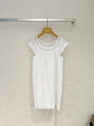 Down Lelia embroidered lace-edged dress