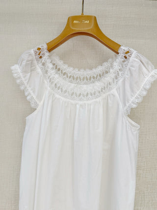 Down Lelia embroidered lace-edged dress