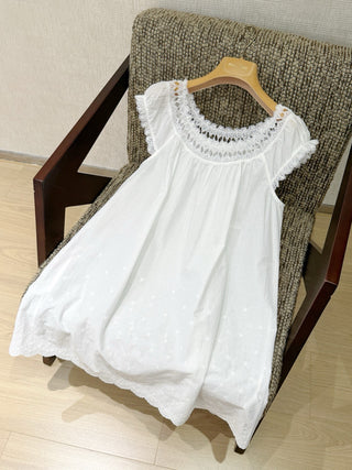 Down Lelia embroidered lace-edged dress