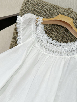 Down Lelia embroidered lace-edged dress