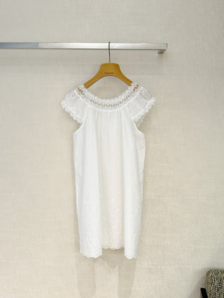 Down Lelia embroidered lace-edged dress