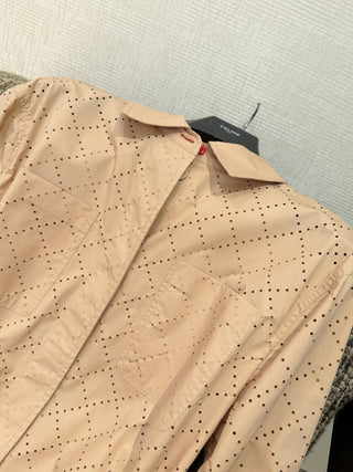 Fend*26’s new apricot-colored lace-trimmed shirt jacket