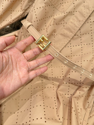 Fend*26’s new apricot-colored lace-trimmed shirt jacket