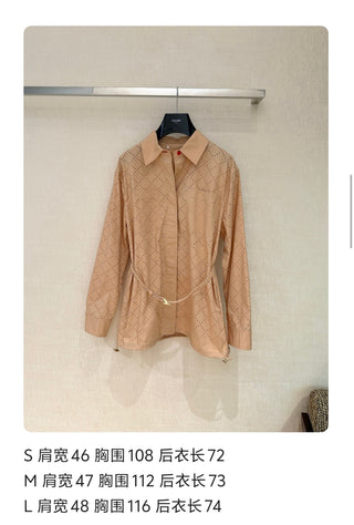 Fend*26’s new apricot-colored lace-trimmed shirt jacket