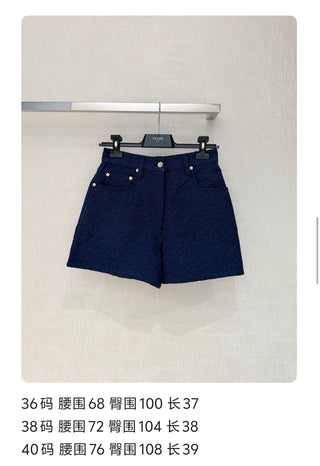 Louis Vitto* navy blue embossed denim shorts
