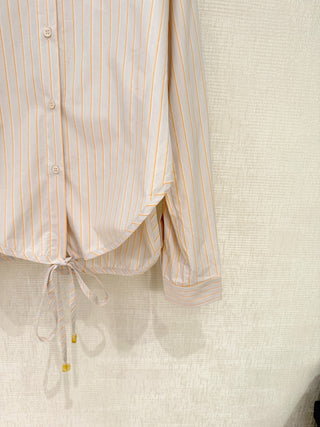 Loe**26 Spring/Summer New Arrivals: Apricot-colored Striped Waist-Cinching Shirt
