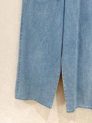 Loewe26 adjustable waist elastic drawstring logo wide-leg jeans