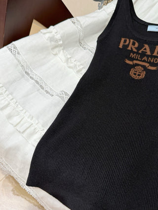 Prada Classic Model with Letter Logo Knit Vest.