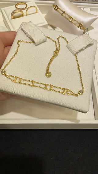 𝐃𝐢𝐨 * Newly released gold-plated letter-shaped small crystal double-layered necklace.