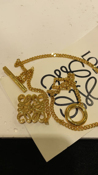 LOEW* New Gold Anagram Full-Diamond Cube TO Clasp Necklace