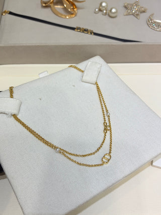 𝐃𝐢𝐨 * New 26ss model: Gold Floral Bow CD Pearl Double-Layer Necklace.