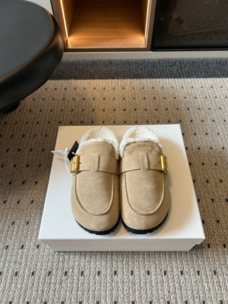 Prad*26ss Early Autumn New Collection of Lamb Fur Headband Birkenstock Shoes.