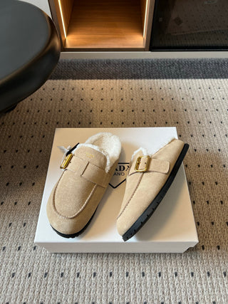 Prad*26ss Early Autumn New Collection of Lamb Fur Headband Birkenstock Shoes.