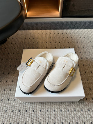 Prad*26ss Early Autumn New Collection of Lamb Fur Headband Birkenstock Shoes.