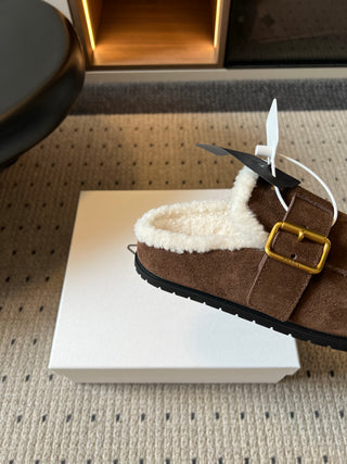 Prad*26ss Early Autumn New Collection of Lamb Fur Headband Birkenstock Shoes.