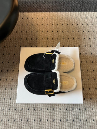 Prad*26ss Early Autumn New Collection of Lamb Fur Headband Birkenstock Shoes.