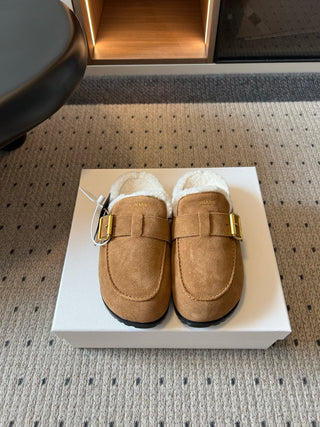 Prad*26ss Early Autumn New Collection of Lamb Fur Headband Birkenstock Shoes.