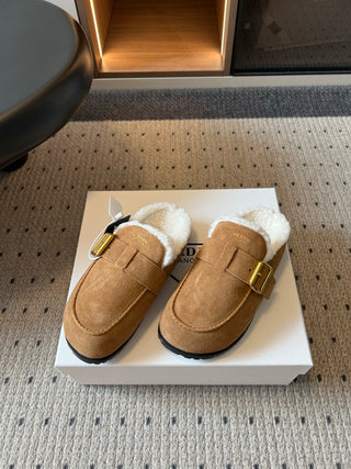 Prad*26ss Early Autumn New Collection of Lamb Fur Headband Birkenstock Shoes.