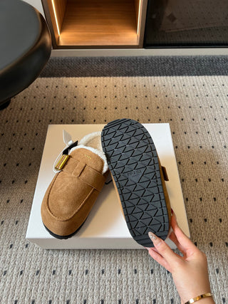 Prad*26ss Early Autumn New Collection of Lamb Fur Headband Birkenstock Shoes.