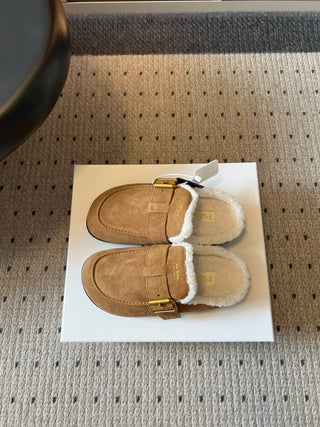 Prad*26ss Early Autumn New Collection of Lamb Fur Headband Birkenstock Shoes.