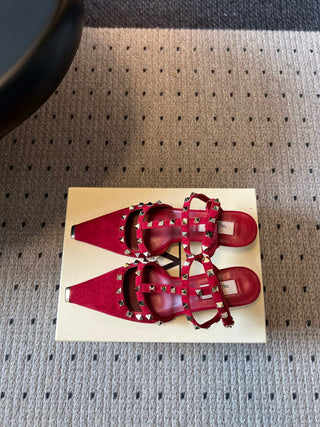 Valentin*26ss Summer New Collection: Pointed Toe, Riveted Buckle, Backless, Low Heel Sandals