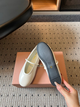 Miu Mi*26ss Summer New Collection: One-strap Mary Jane Ballet Flat Sandal