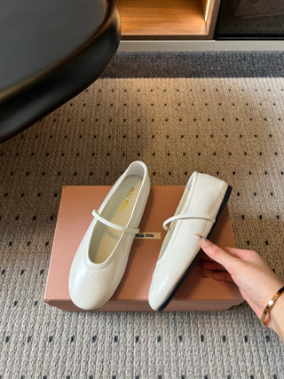 Miu Mi*26ss Summer New Collection: One-strap Mary Jane Ballet Flat Sandal