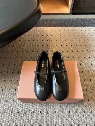 Miu Mi*26ss Summer New Collection: One-strap Mary Jane Ballet Flat Sandal