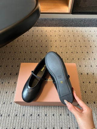 Miu Mi*26ss Summer New Collection: One-strap Mary Jane Ballet Flat Sandal