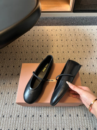 Miu Mi*26ss Summer New Collection: One-strap Mary Jane Ballet Flat Sandal