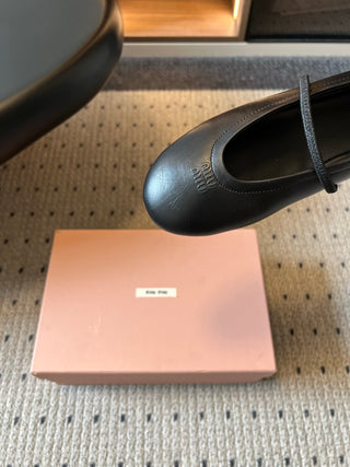 Miu Mi*26ss Summer New Collection: One-strap Mary Jane Ballet Flat Sandal