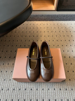Miu Mi*26ss Summer New Collection: One-strap Mary Jane Ballet Flat Sandal