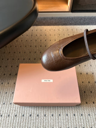Miu Mi*26ss Summer New Collection: One-strap Mary Jane Ballet Flat Sandal