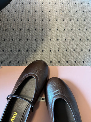 Miu Mi*26ss Summer New Collection: One-strap Mary Jane Ballet Flat Sandal