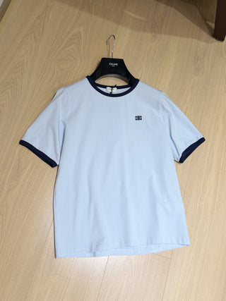 Celin*26 New Model: Light Blue Striped Collar T-Shirt