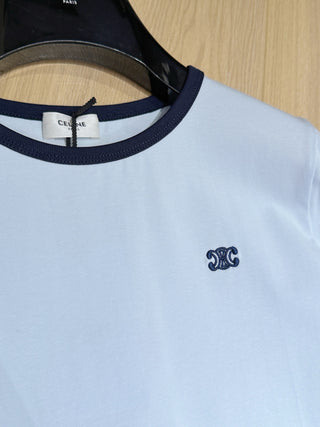 Celin*26 New Model: Light Blue Striped Collar T-Shirt