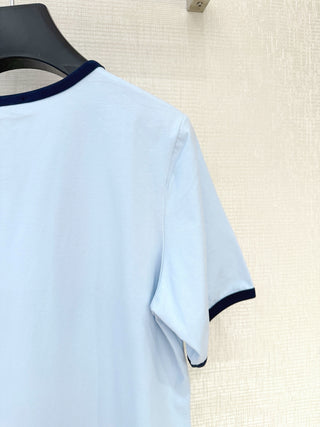 Celin*26 New Model: Light Blue Striped Collar T-Shirt