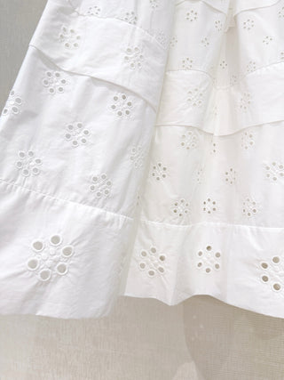 Celin*26 New Model – White Lace-Embellished Cake-Style Midi Skirt