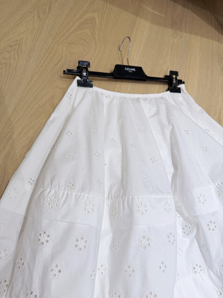 Celin*26 New Model – White Lace-Embellished Cake-Style Midi Skirt