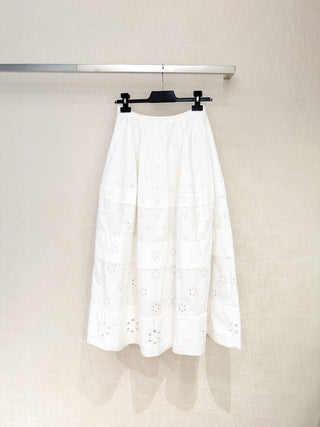 Celin*26 New Model – White Lace-Embellished Cake-Style Midi Skirt